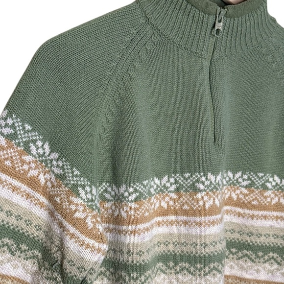 Woolrich Women’s Sz Large Pullover Lambswool Sweater 1/4 Zip Sage Green - Picture 6 of 8